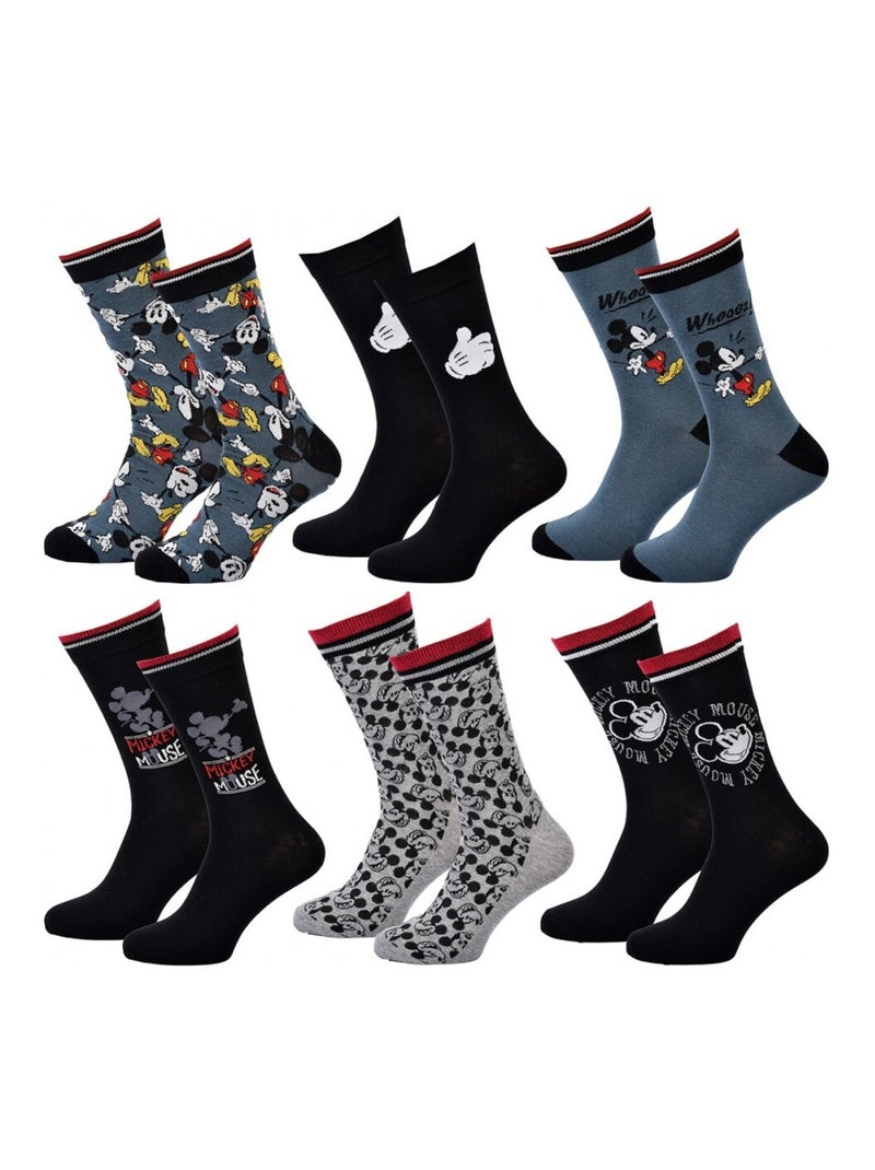 Chaussettes Pack Homme DISNEY MICKEY MOUSE - Pack de 6 Noir Bleu Gris - Kiabi