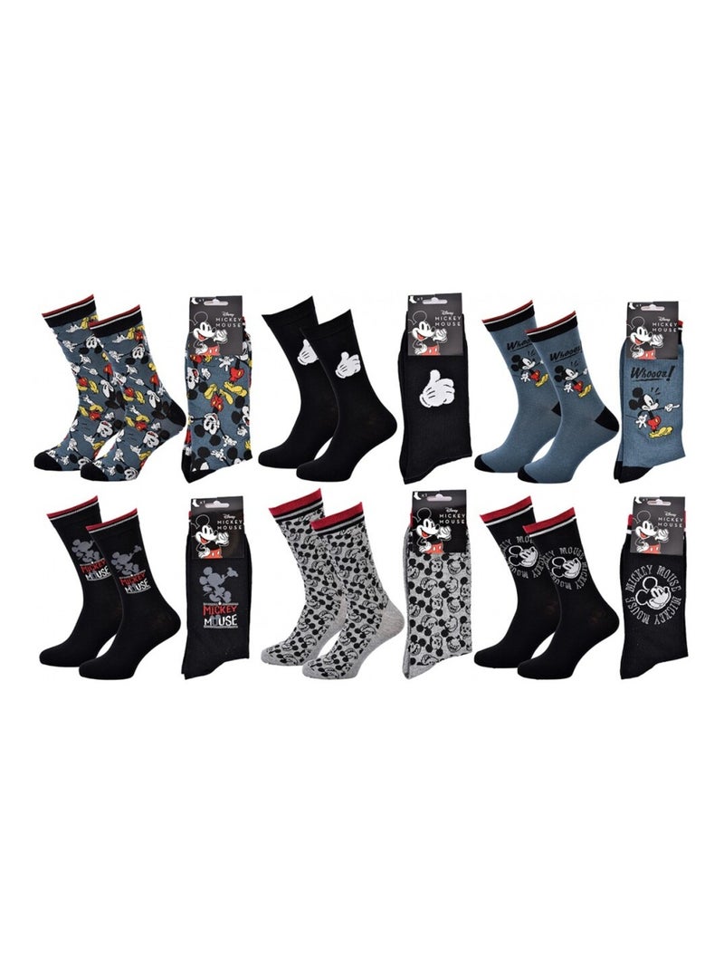 Chaussettes Pack Homme DISNEY MICKEY MOUSE - Pack de 6 Noir Bleu Gris - Kiabi