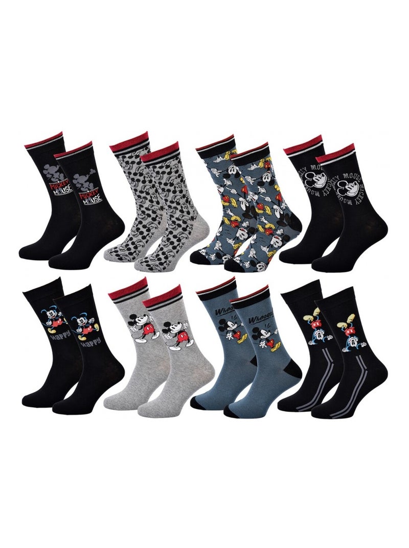 Chaussettes Pack Homme DISNEY MICKEY MOUSE - Pack de 8 Noir Multicolore Noir - Kiabi