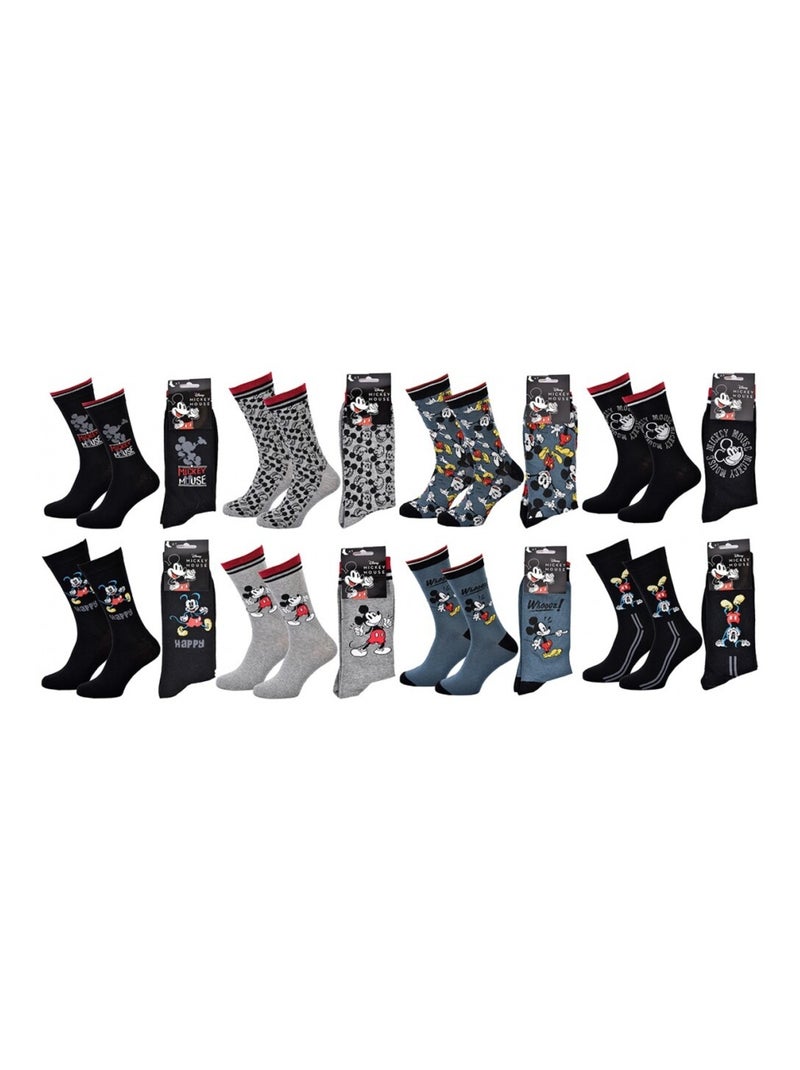 Chaussettes Pack Homme DISNEY MICKEY MOUSE - Pack de 8 Noir Multicolore Noir - Kiabi