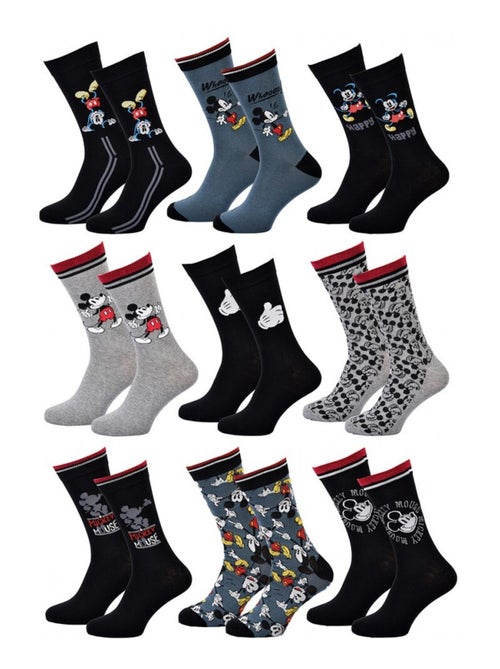 Chaussettes Pack Homme DISNEY MICKEY MOUSE - Pack de 9 - Kiabi