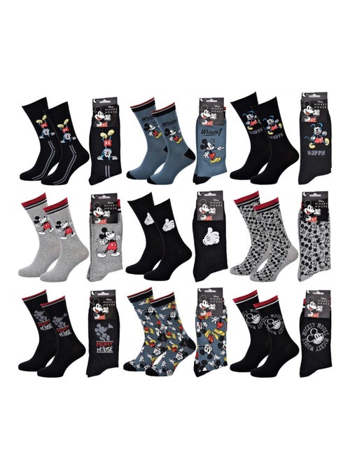 Chaussettes Pack Homme DISNEY MICKEY MOUSE - Pack de 9 - Kiabi