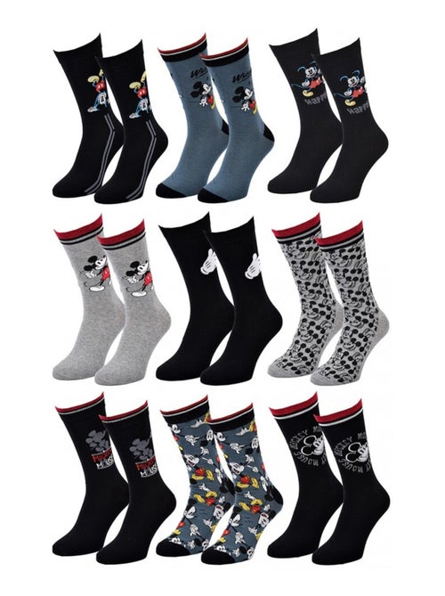 Chaussettes Pack Homme DISNEY MICKEY MOUSE - Pack de 9 - Kiabi