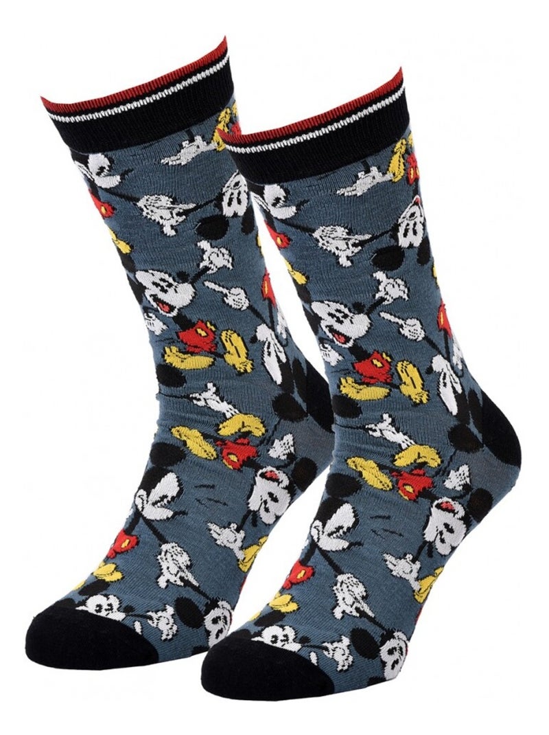 Chaussettes Pack Homme DISNEY MICKEY MOUSE Bleu Blanc Noir - Kiabi