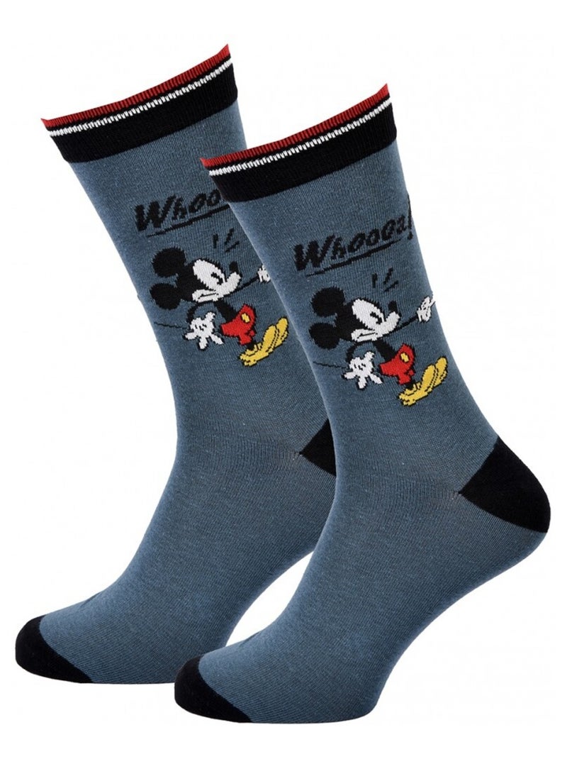 Chaussettes Pack Homme DISNEY MICKEY MOUSE Bleu Noir Blanc - Kiabi