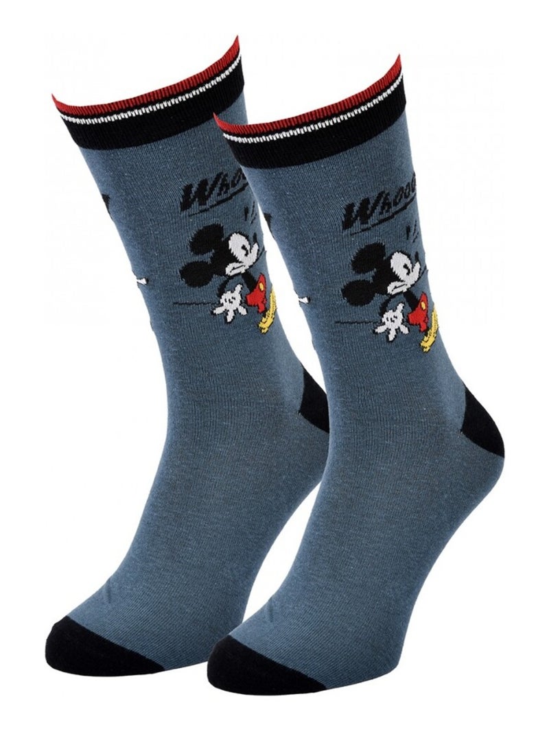 Chaussettes Pack Homme DISNEY MICKEY MOUSE Bleu Noir Blanc - Kiabi