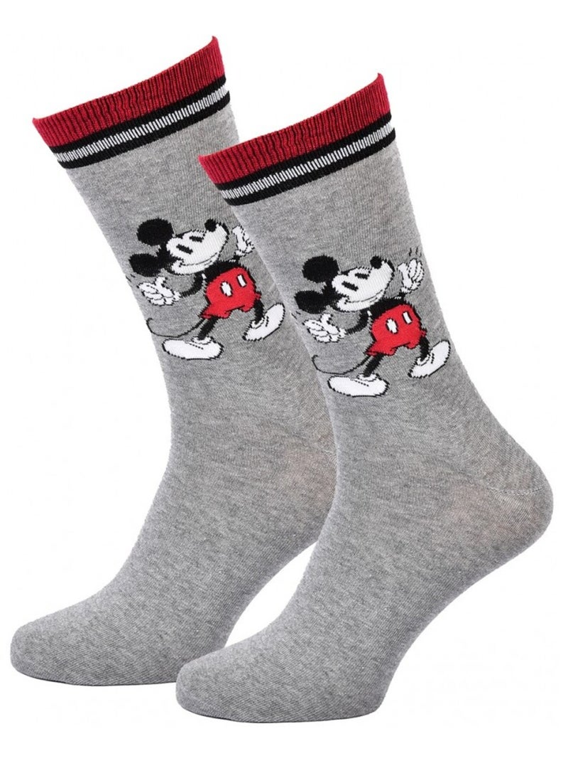 Chaussettes Pack Homme DISNEY MICKEY MOUSE Gris Rouge Blanc - Kiabi