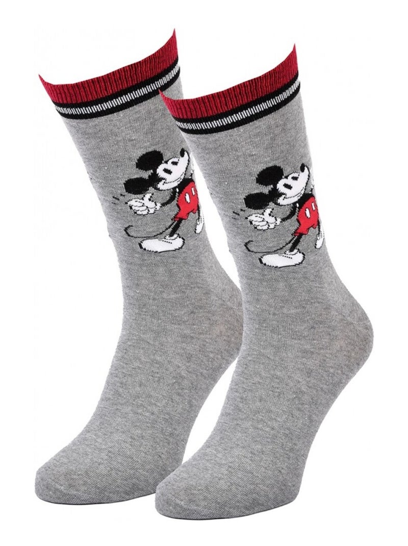 Chaussettes Pack Homme DISNEY MICKEY MOUSE Gris Rouge Blanc - Kiabi