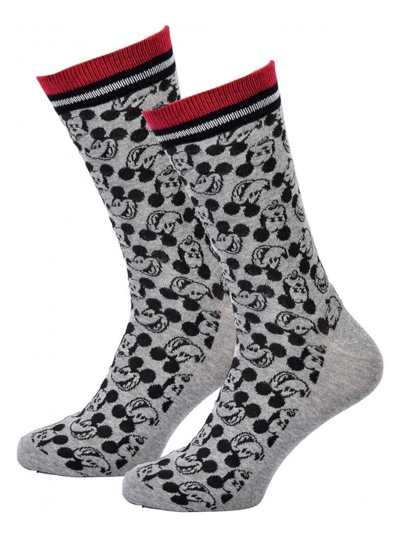 Chaussettes Pack Homme DISNEY MICKEY MOUSE Gris Rouge Noir - Kiabi