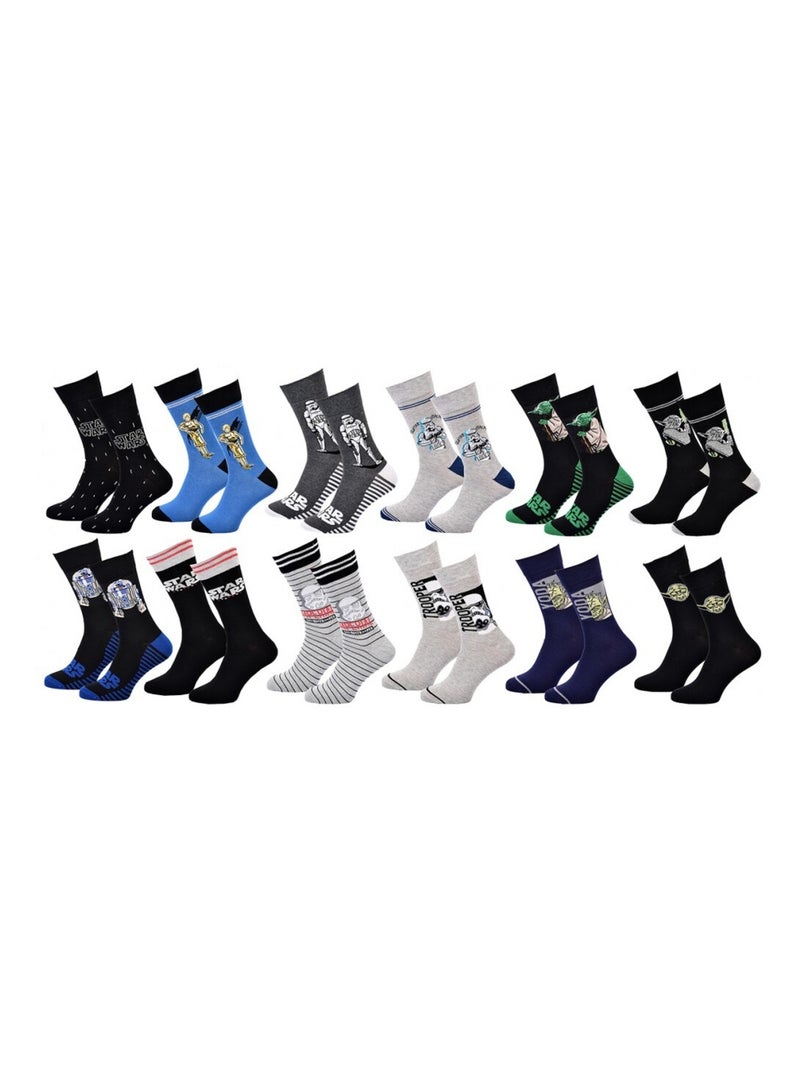 Chaussettes Pack Homme DISNEY STAR WARS - Pack de 12 Noir Multicolore Gris - Kiabi