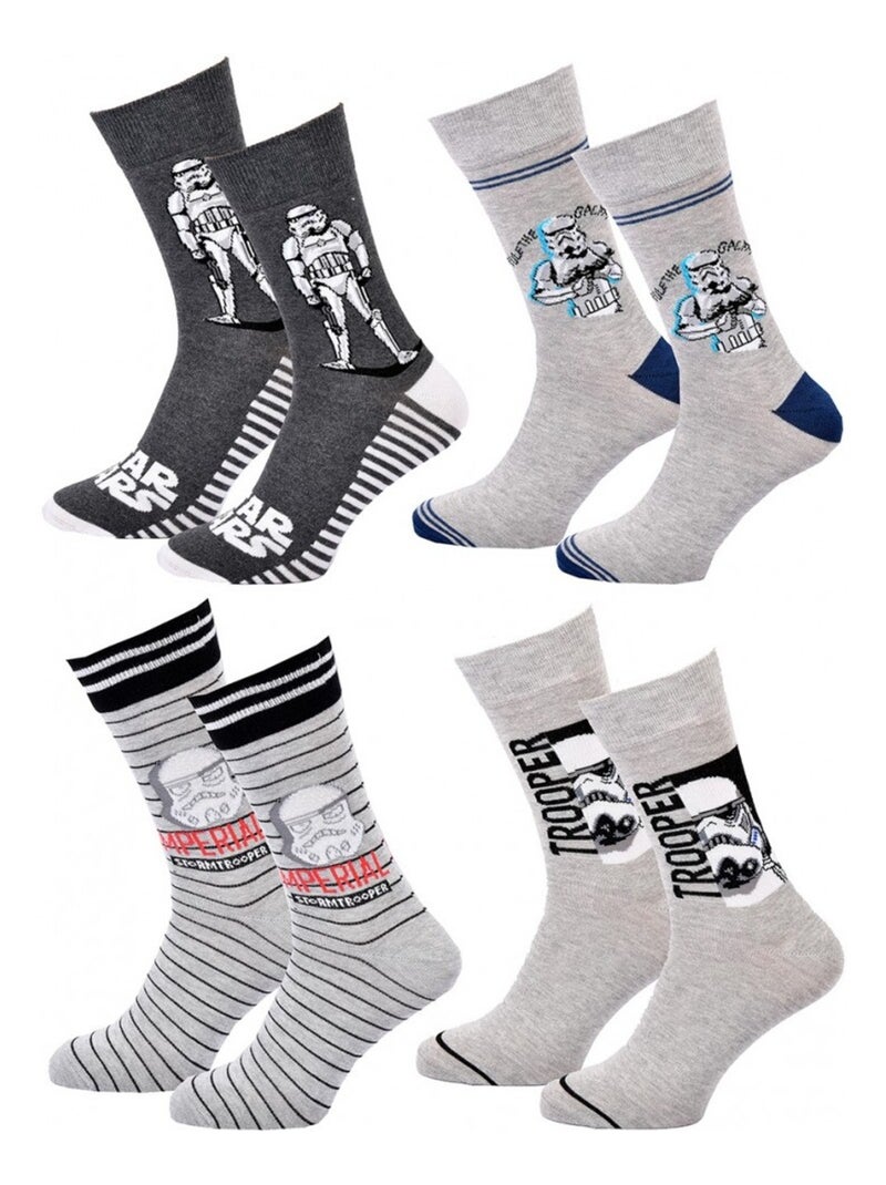Chaussettes Pack Homme DISNEY STAR WARS - Pack de 4 Gris Gris anthracite Gris - Kiabi