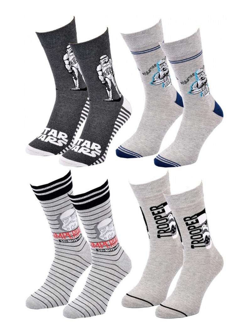 Chaussettes Pack Homme DISNEY STAR WARS - Pack de 4 Gris Gris anthracite Gris - Kiabi