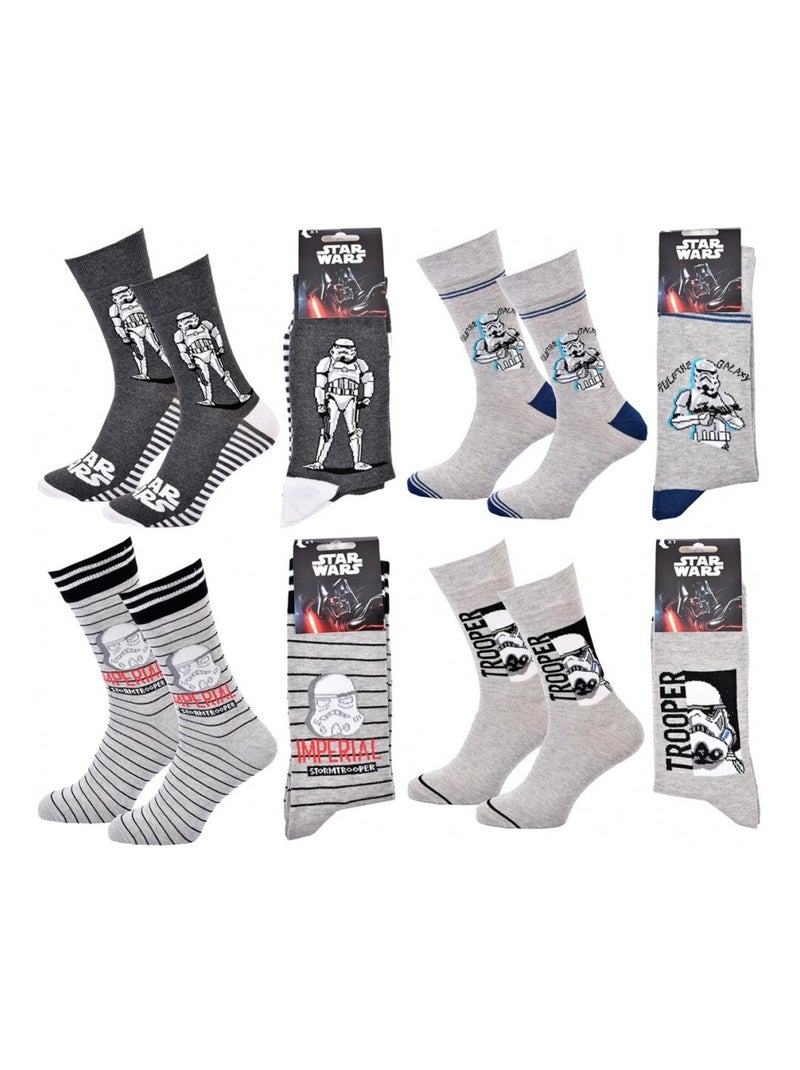Chaussettes Pack Homme DISNEY STAR WARS - Pack de 4 Gris Gris anthracite Gris - Kiabi