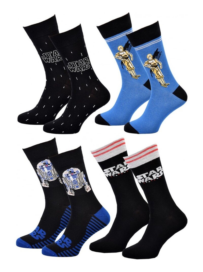 Chaussettes Pack Homme DISNEY STAR WARS - Pack de 4 Noir Bleu - Kiabi