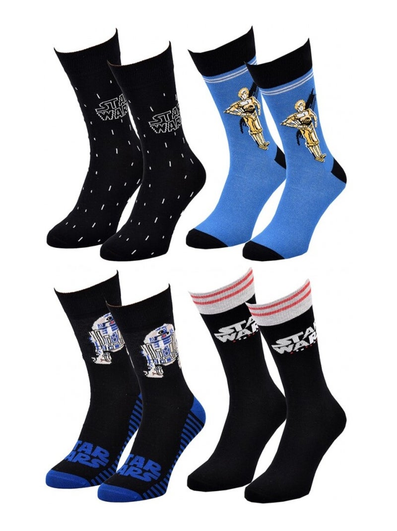Chaussettes Pack Homme DISNEY STAR WARS - Pack de 4 Noir Bleu - Kiabi