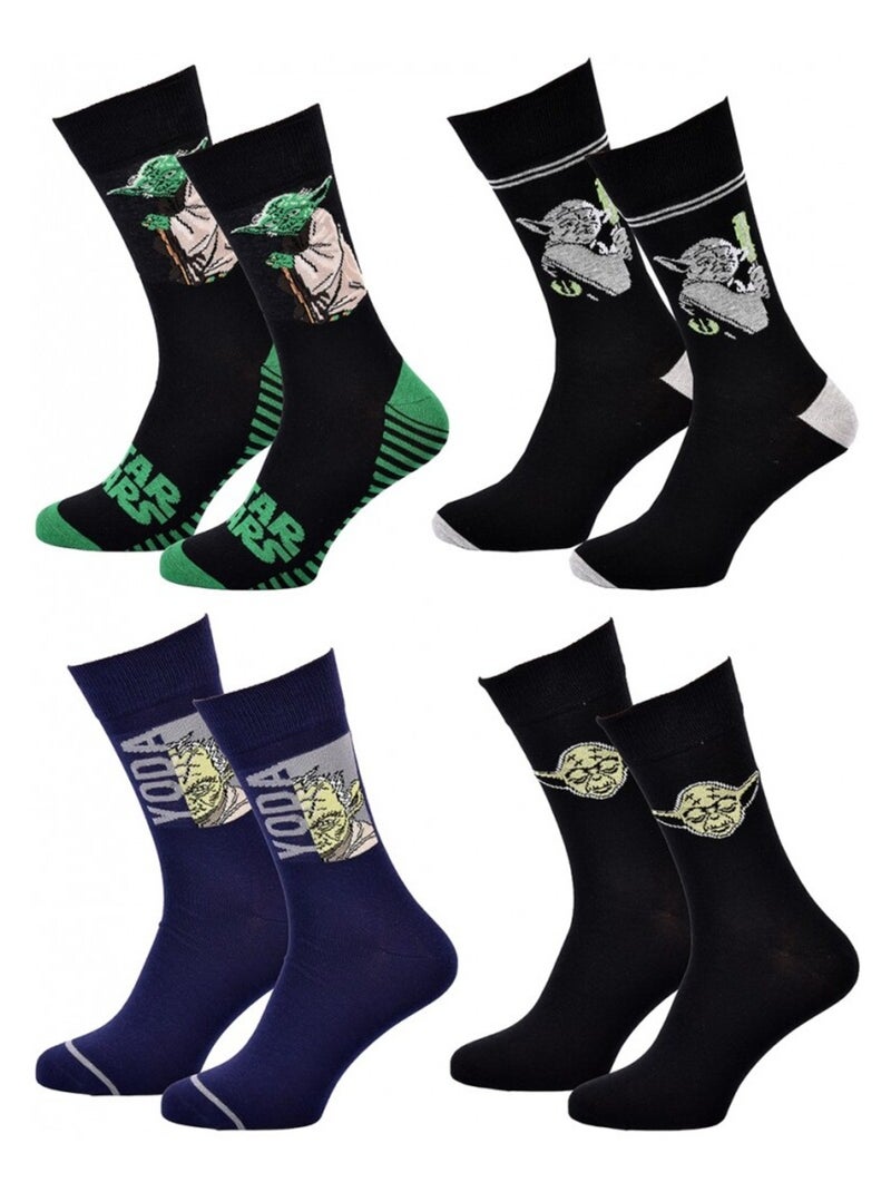 Chaussettes Pack Homme DISNEY STAR WARS - Pack de 4 Noir Vert Bleu - Kiabi