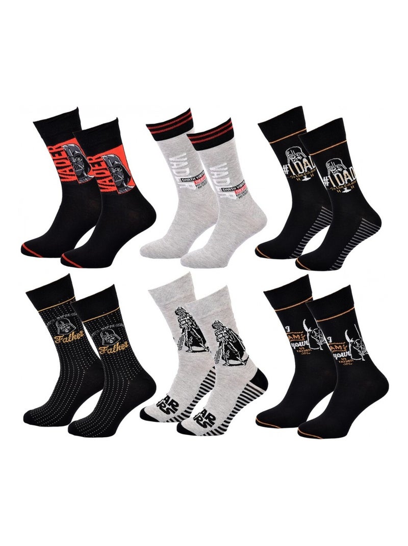 Chaussettes Pack Homme DISNEY STAR WARS - Pack de 6 Noir Gris Noir - Kiabi