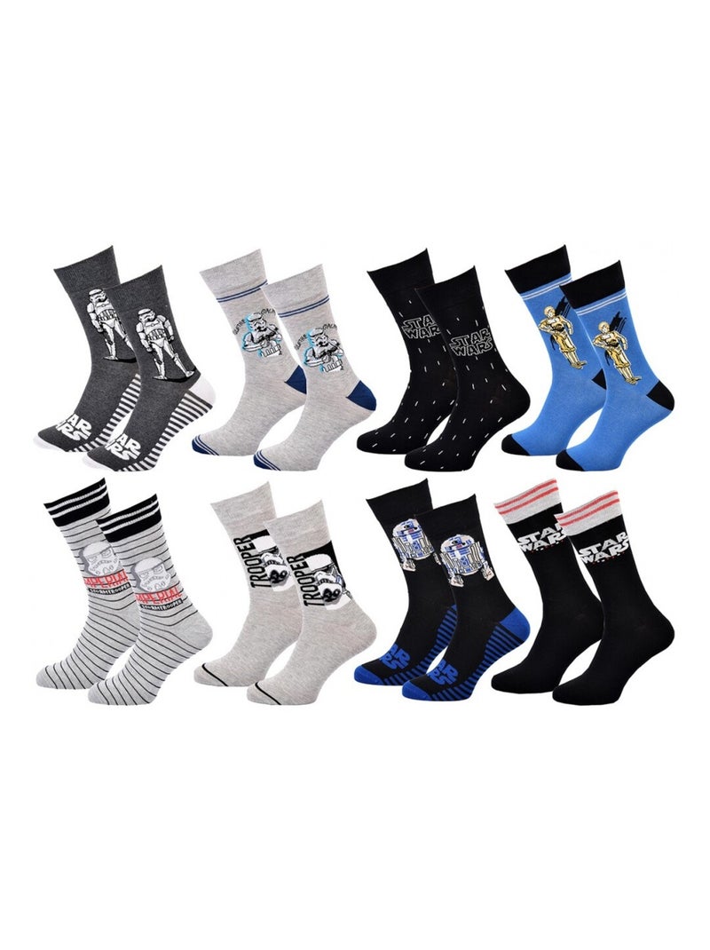 Chaussettes Pack Homme DISNEY STAR WARS - Pack de 8 Gris Gris Noir - Kiabi