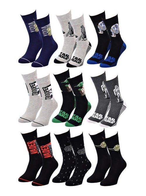 Chaussettes Pack Homme DISNEY STAR WARS - Pack de 9 - Kiabi Chaussettes Pack Homme DISNEY STAR WARS - Pack de 9 - Kiabi