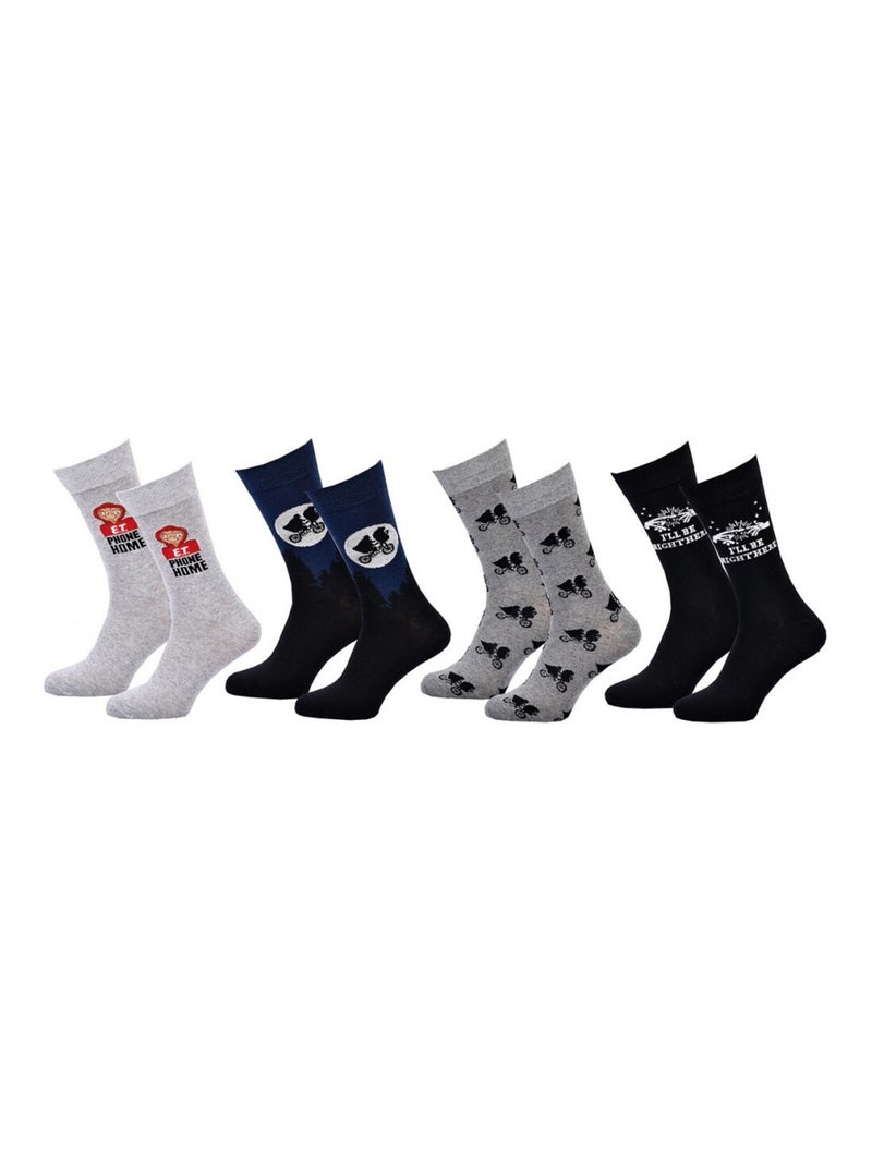 Chaussettes Pack HOMME E.T L'EXTRATERRESTRE - Pack de 4 Gris Multicolore Noir - Kiabi