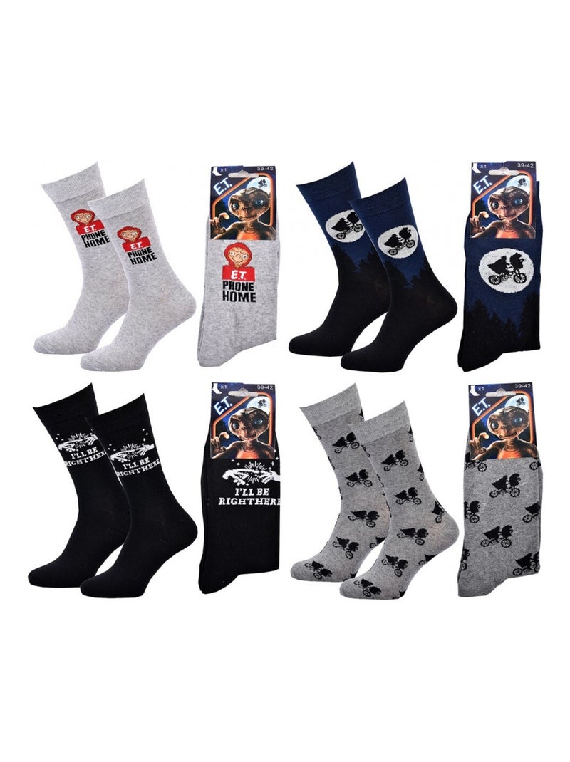 Chaussettes Pack HOMME E.T L'EXTRATERRESTRE - Pack de 4 Gris Multicolore Noir - Kiabi