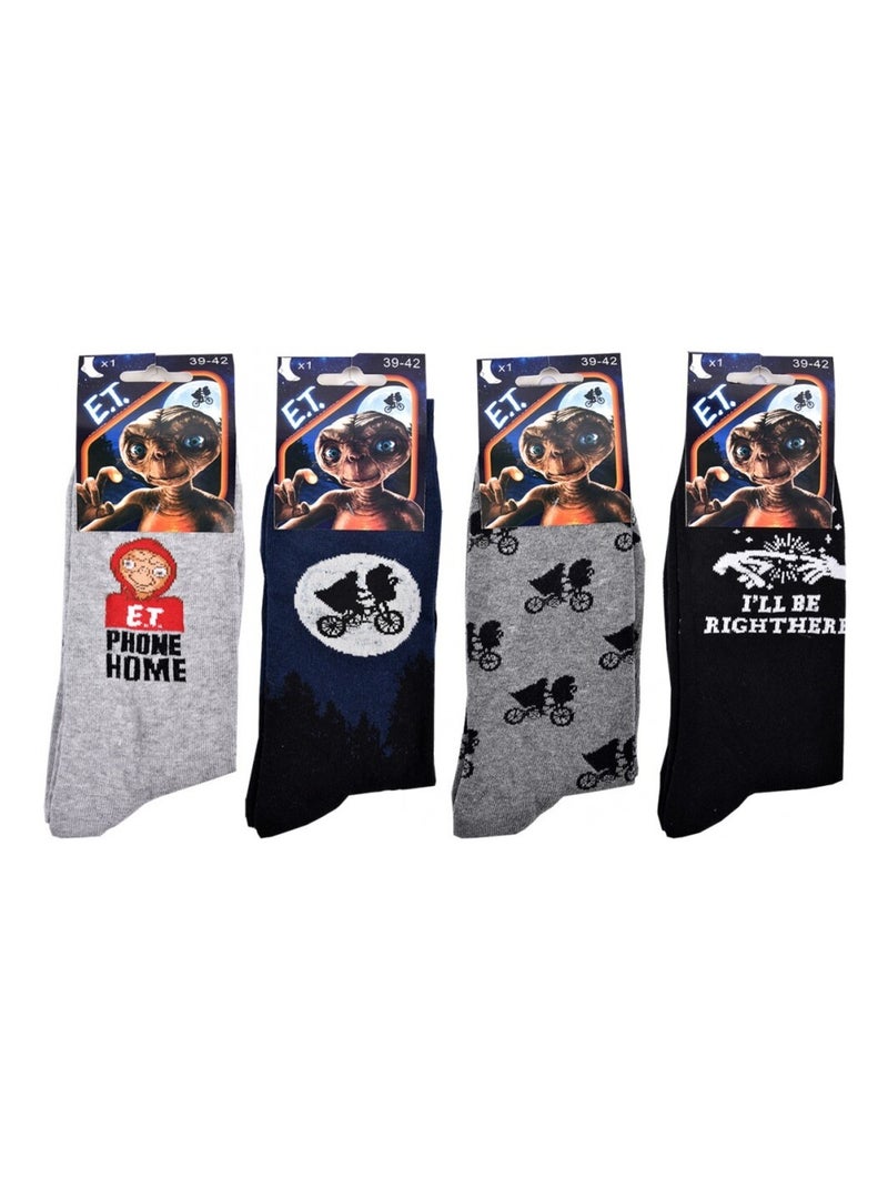 Chaussettes Pack HOMME E.T L'EXTRATERRESTRE - Pack de 4 Gris Multicolore Noir - Kiabi
