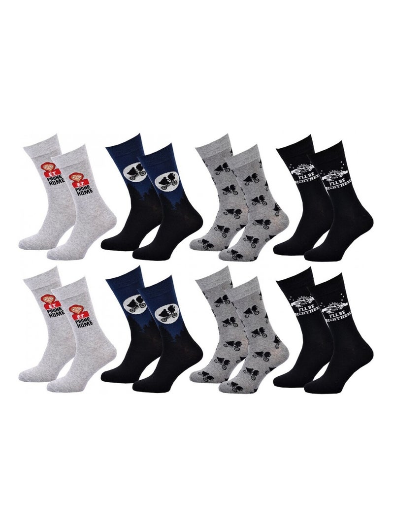 Chaussettes Pack HOMME E.T L'EXTRATERRESTRE - Pack de 8 Gris Multicolore Noir - Kiabi