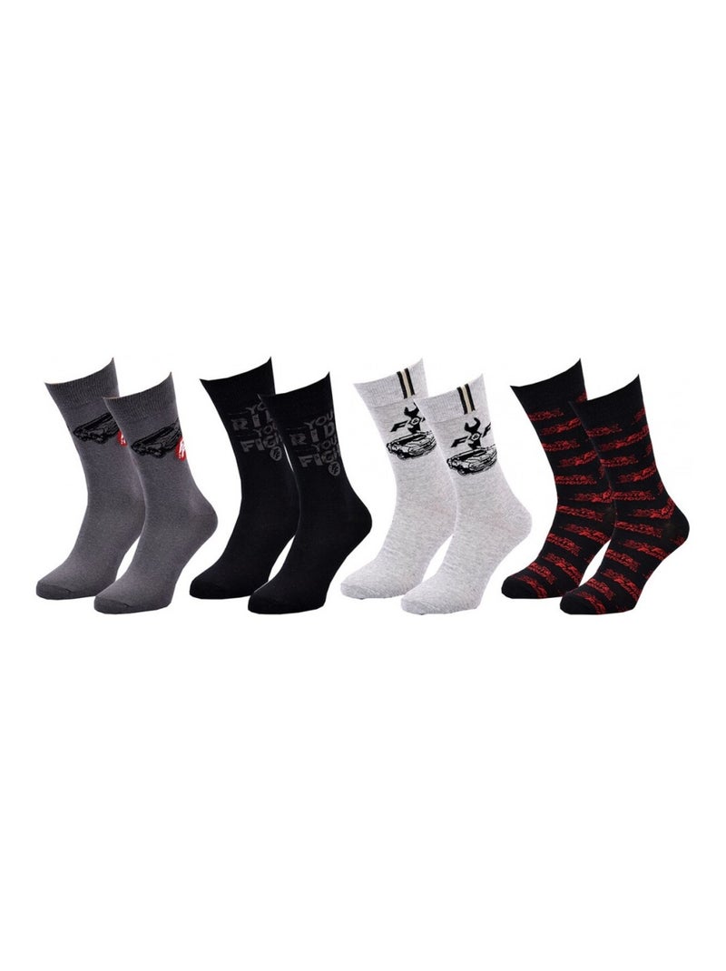 Chaussettes Pack HOMME FAST AND FURIOUS - Pack de 4 Gris Gris anthracite Noir - Kiabi