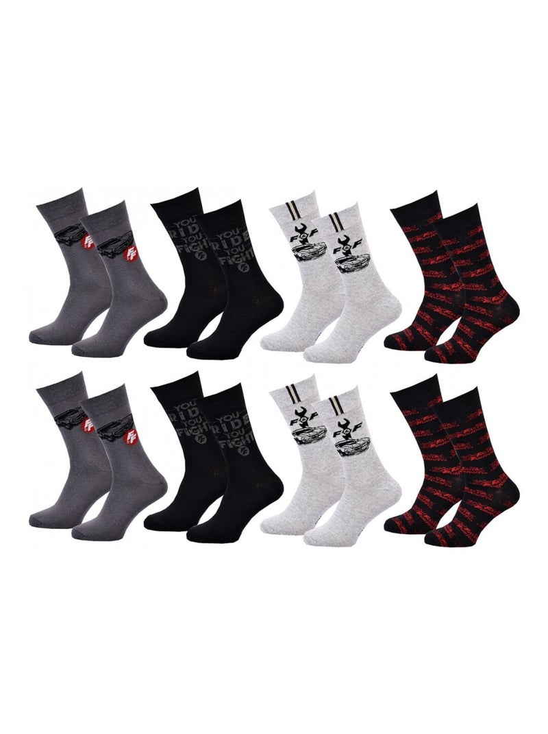 Chaussettes Pack HOMME FAST AND FURIOUS - Pack de 8 Gris Gris anthracite Noir - Kiabi