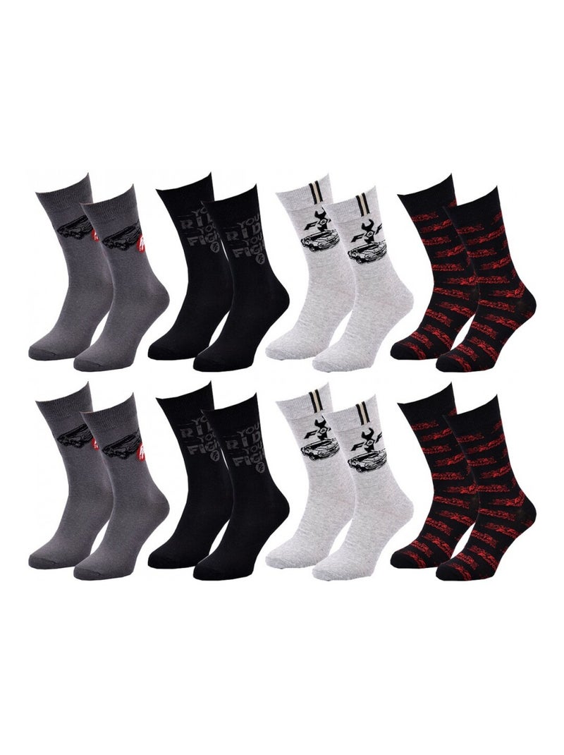 Chaussettes Pack HOMME FAST AND FURIOUS - Pack de 8 Gris Gris anthracite Noir - Kiabi