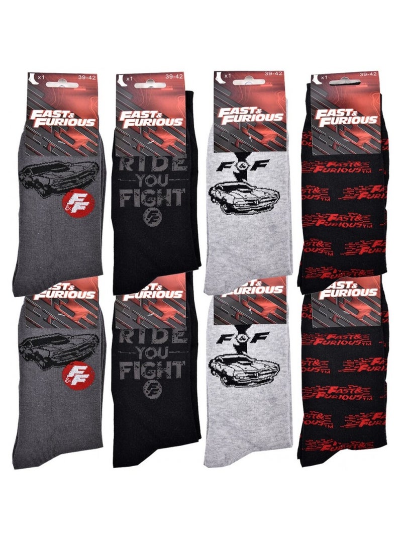Chaussettes Pack HOMME FAST AND FURIOUS - Pack de 8 Gris Gris anthracite Noir - Kiabi