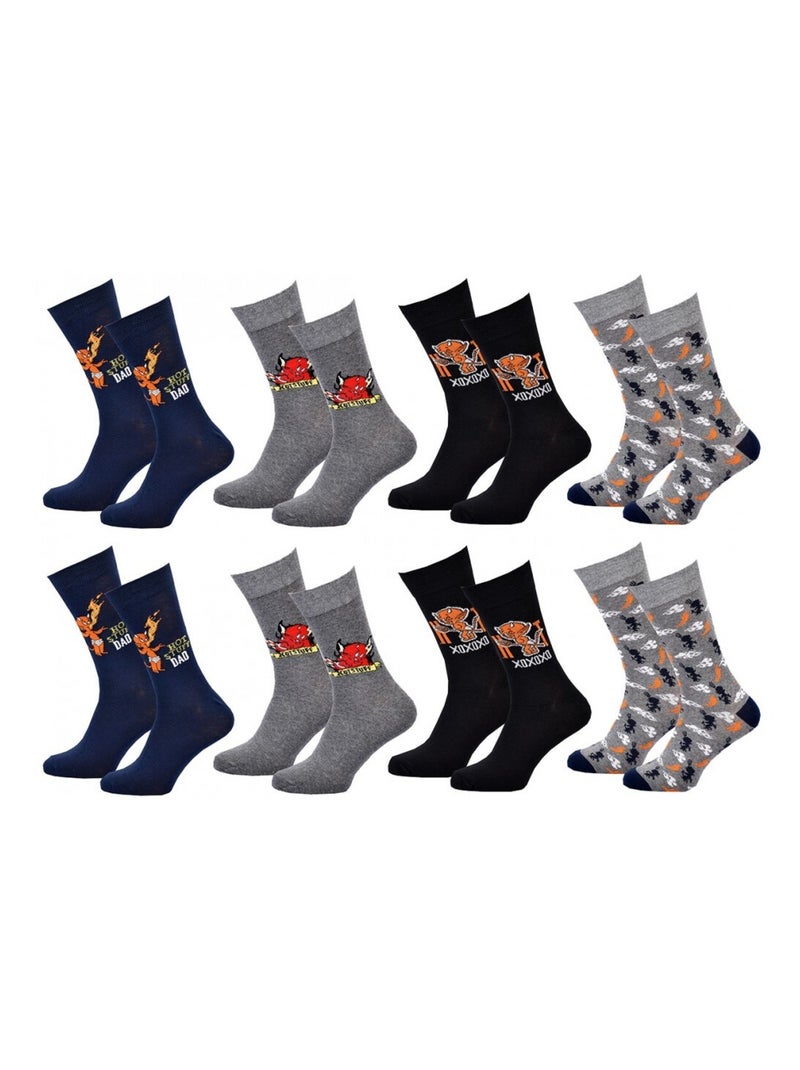 Chaussettes Pack HOMME HOT STUFF - Pack de 8 Bleu Gris clair Noir - Kiabi