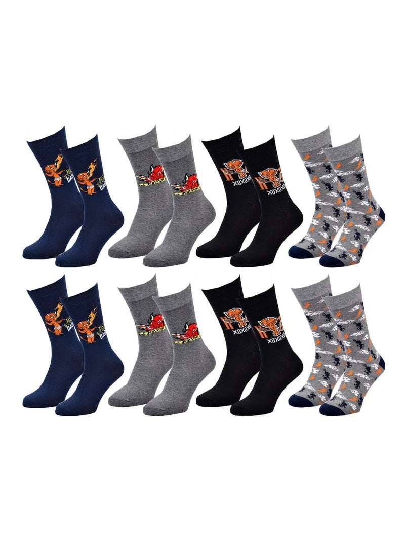 Chaussettes Pack HOMME HOT STUFF - Pack de 8 Bleu Gris clair Noir - Kiabi