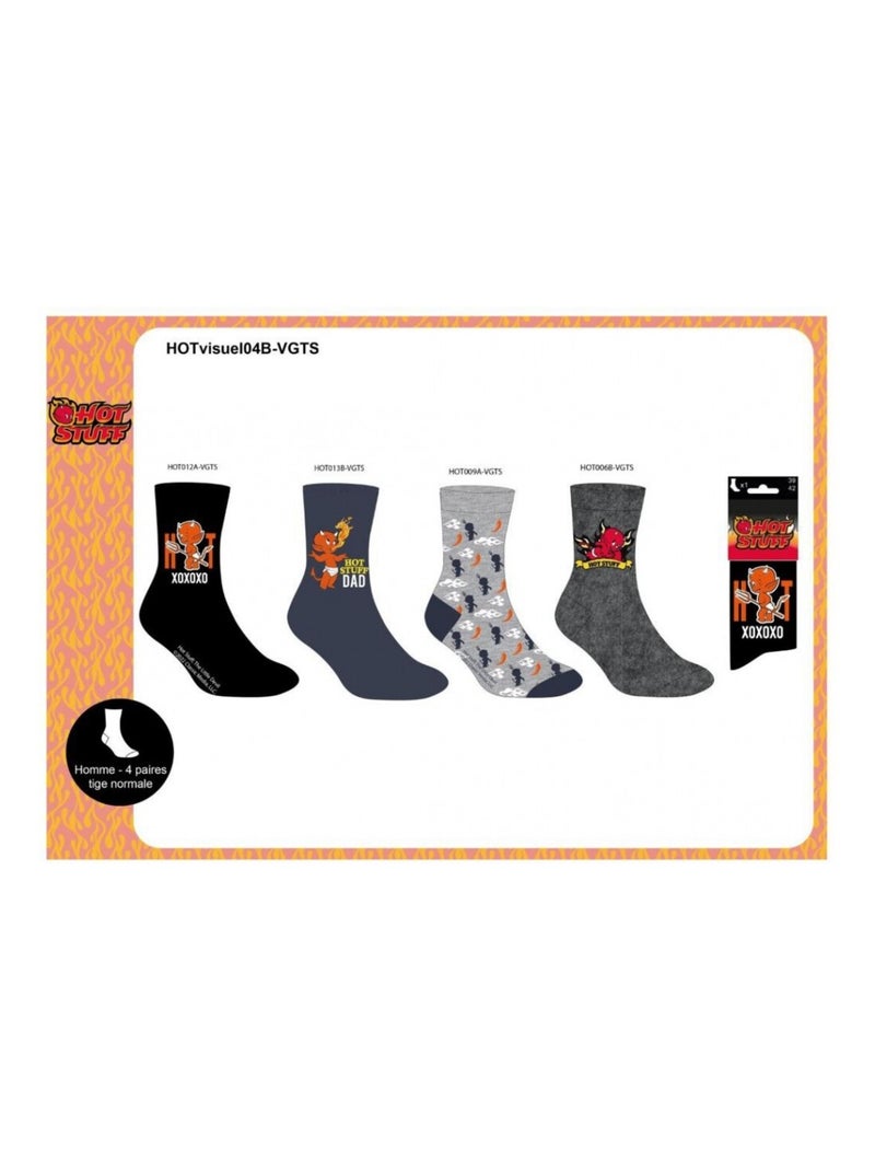 Chaussettes Pack HOMME HOT STUFF - Pack de 8 Bleu Gris clair Noir - Kiabi