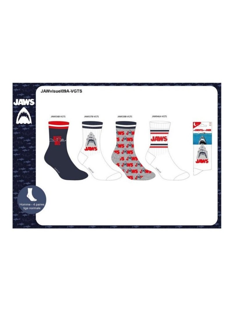 Chaussettes Pack HOMME JAWS - Pack de 4 Gris Bleu marine Blanc - Kiabi