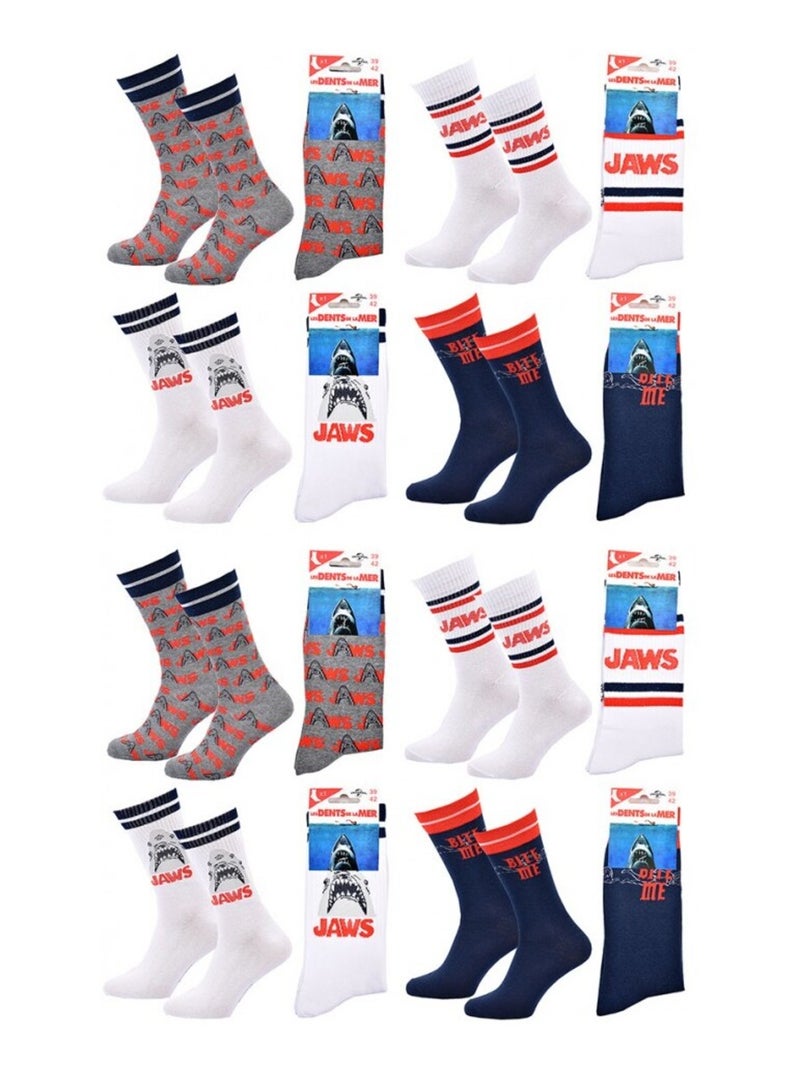 Chaussettes Pack HOMME JAWS - Pack de 8 Gris Bleu marine Blanc - Kiabi