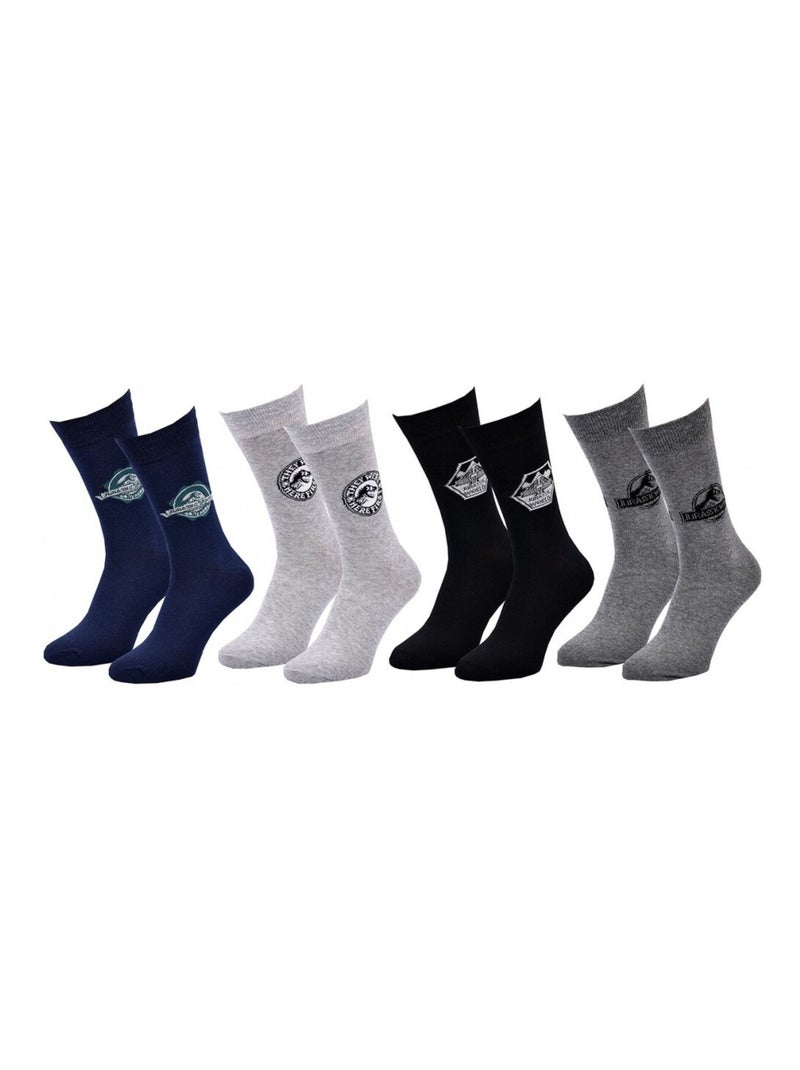 Chaussettes Pack HOMME JURASSIC WORLD - Pack de 4 Bleu Gris clair Noir - Kiabi