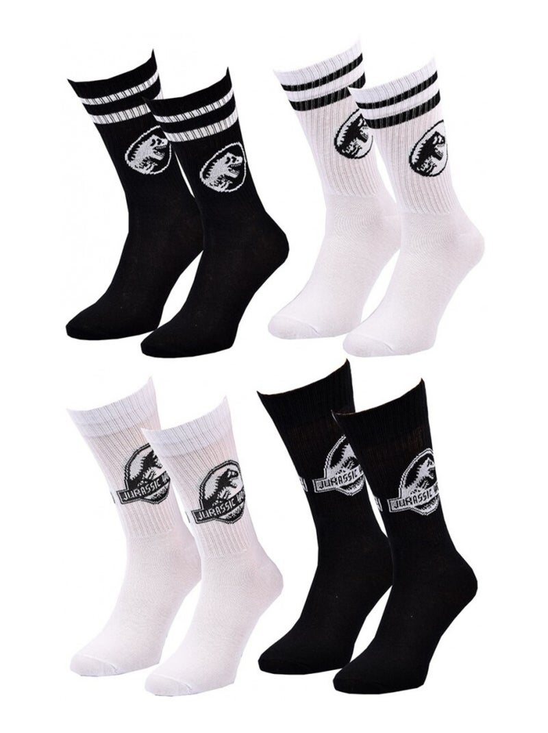 Chaussettes Pack HOMME JURASSIC WORLD - Pack de 4 Noir Blanc - Kiabi