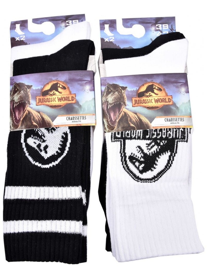 Chaussettes Pack HOMME JURASSIC WORLD - Pack de 4 Noir Blanc - Kiabi