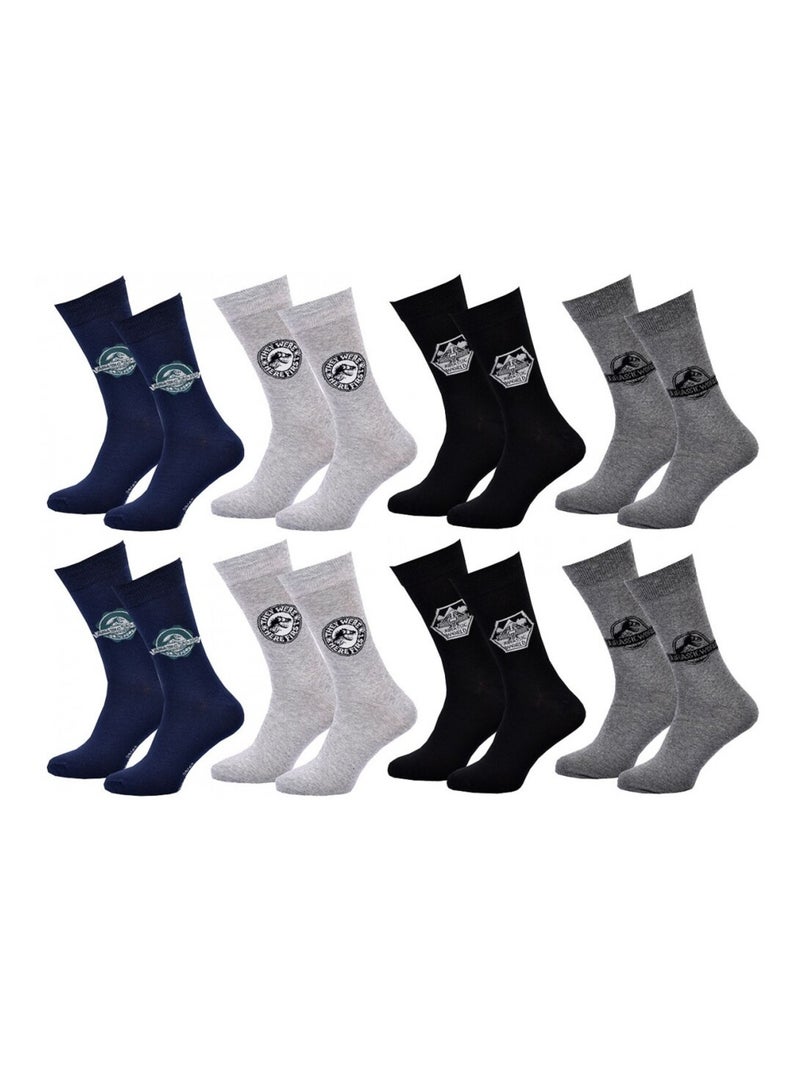 Chaussettes Pack HOMME JURASSIC WORLD - Pack de 8 Bleu Gris clair Noir - Kiabi