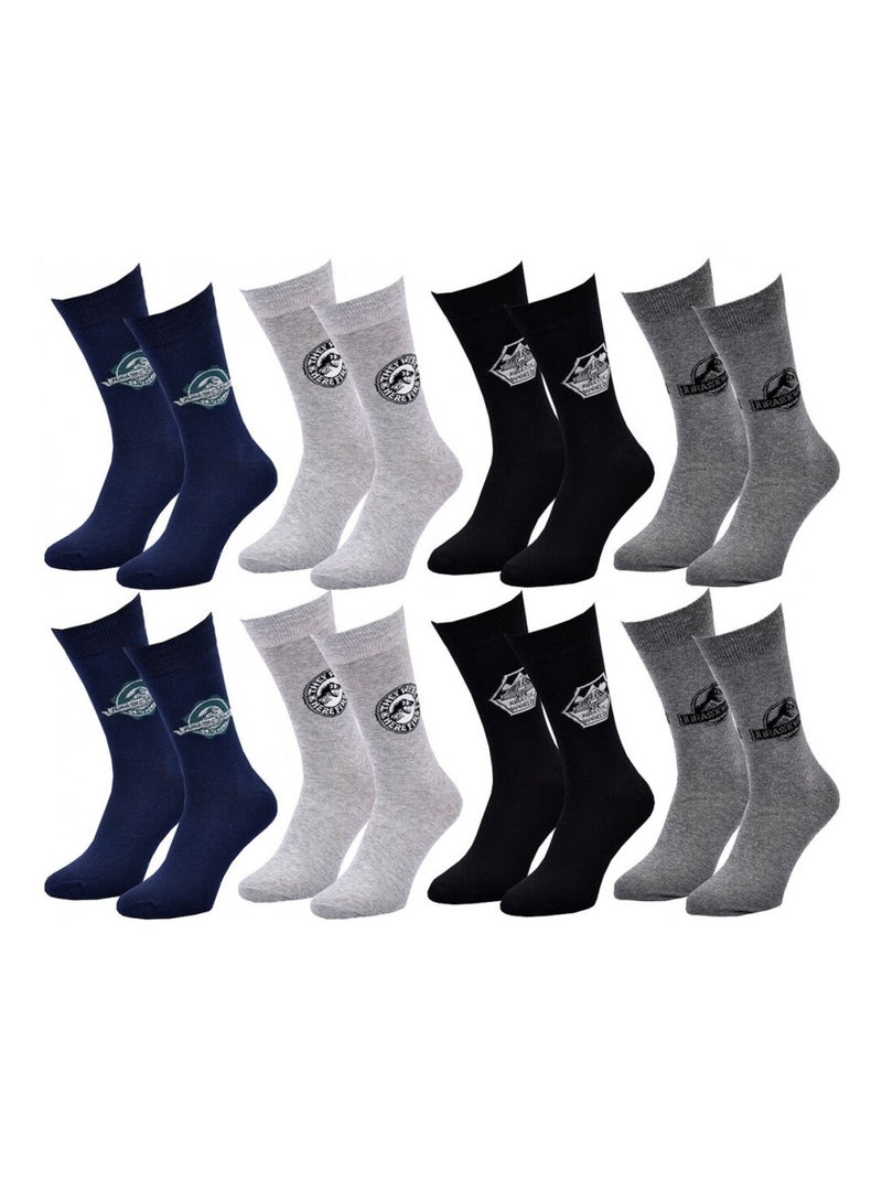 Chaussettes Pack HOMME JURASSIC WORLD - Pack de 8 Bleu Gris clair Noir - Kiabi