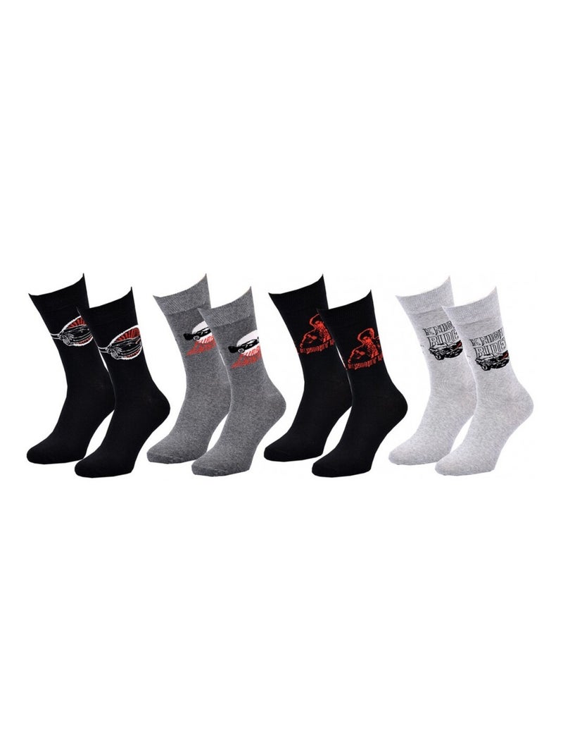 Chaussettes Pack HOMME K2000 - Pack de 4 Noir Gris clair Noir - Kiabi