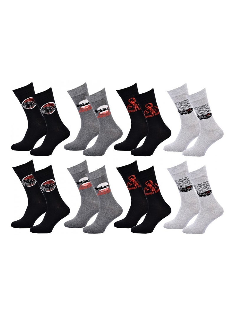 Chaussettes Pack HOMME K2000 - Pack de 8 Noir Gris clair Noir - Kiabi