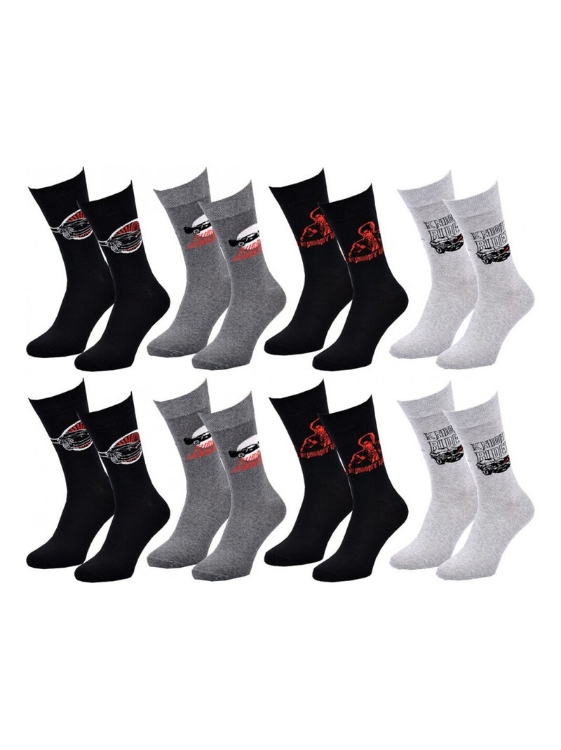 Chaussettes Pack HOMME K2000 - Pack de 8 Noir Gris clair Noir - Kiabi