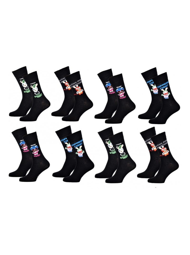 Chaussettes Pack HOMME LAPINS CRETINS - Pack de 8 Noir Multicolore Noir - Kiabi