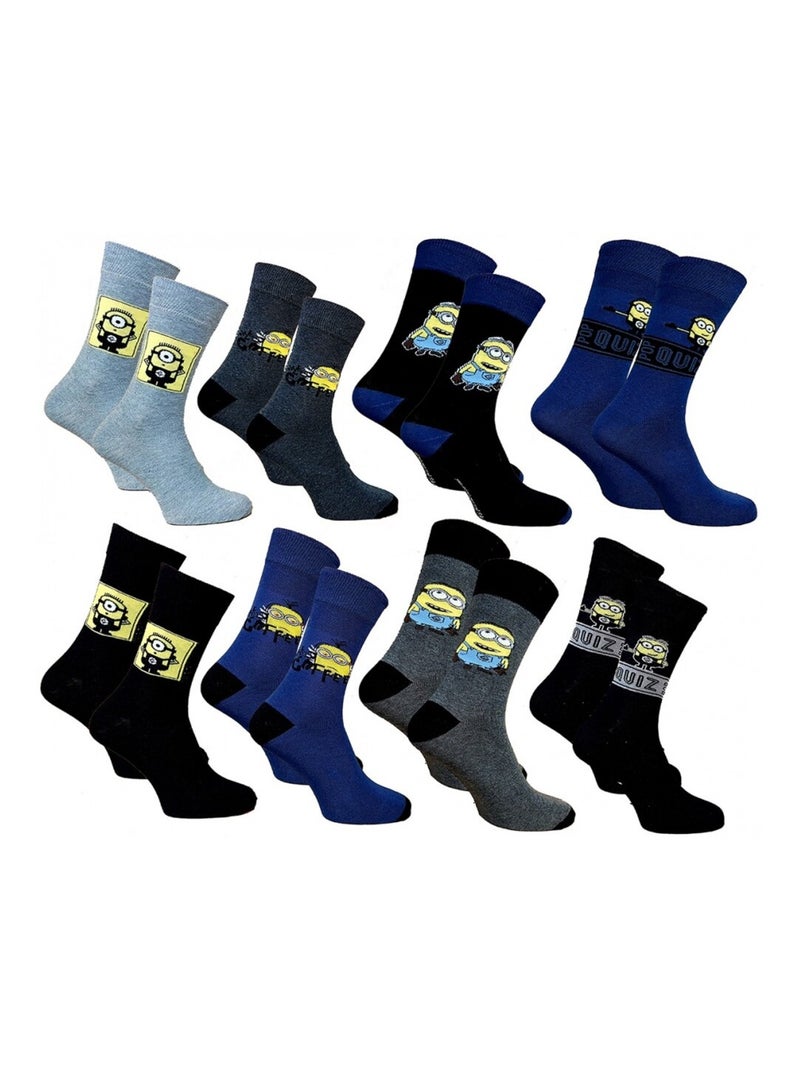 Chaussettes Pack HOMME LES MINIONS - Pack de 8 Gris Bleu marine Noir - Kiabi