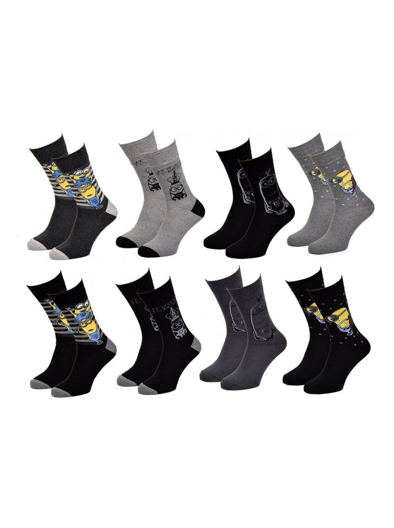 Chaussettes Pack HOMME LES MINIONS - Pack de 8 Gris Gris Noir - Kiabi