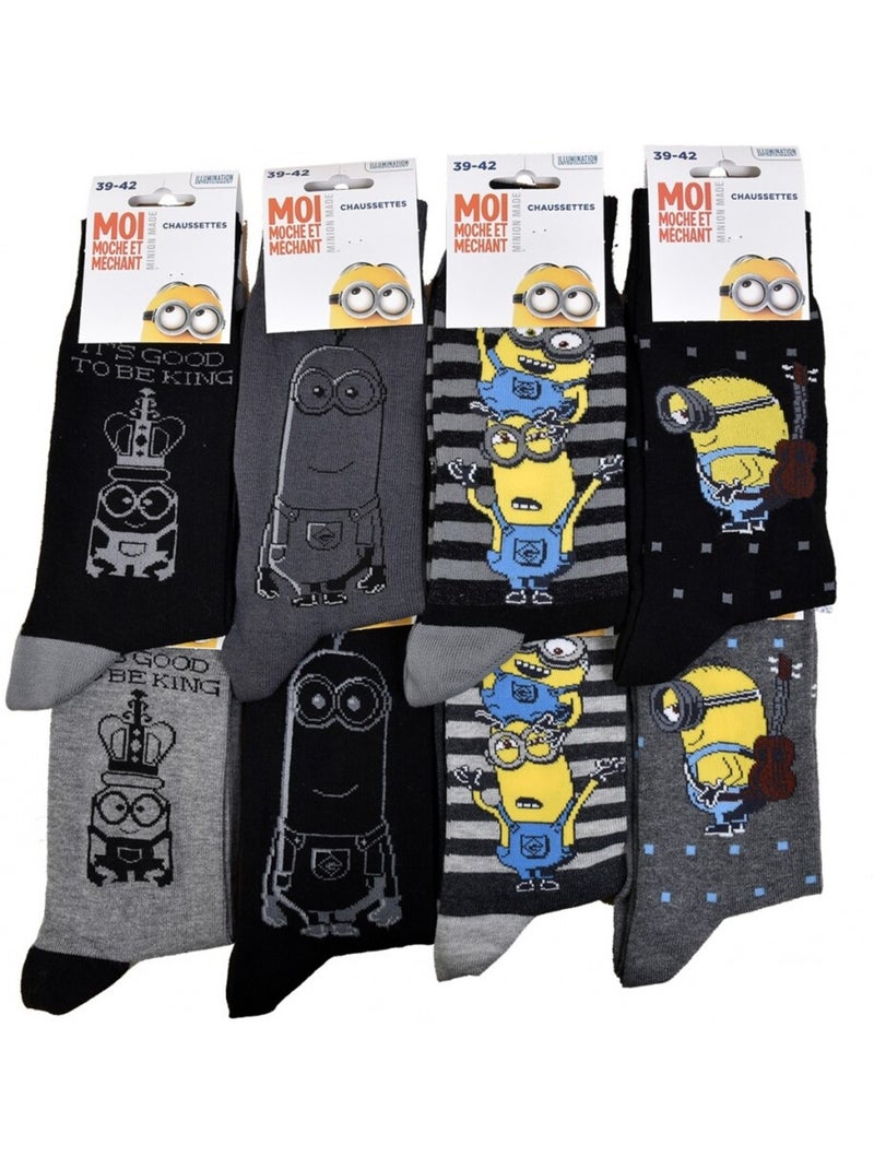Chaussettes Pack HOMME LES MINIONS - Pack de 8 Gris Gris Noir - Kiabi