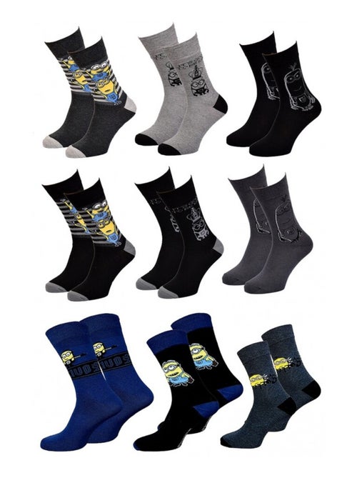 Chaussettes Pack HOMME LES MINIONS - Pack de 9 - Kiabi