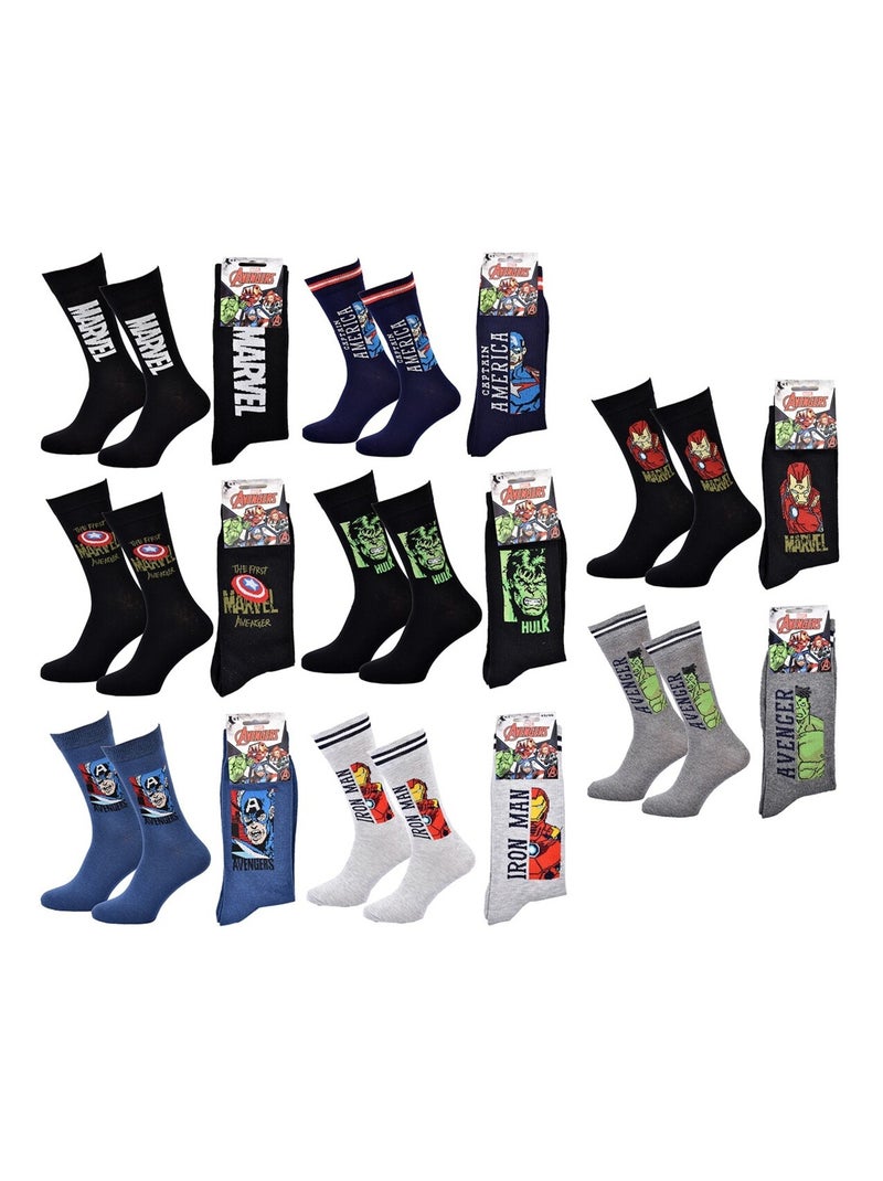 Chaussettes Pack Homme MARVEL AVENGERS Pack 8 Paires Noir Multicolore Bleu - Kiabi